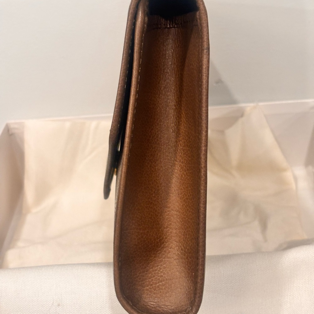 Yves Saint Laurent Vintage Brown Large Leather Envelope Clutch FULL INCLUSION - Picture 5 of 16